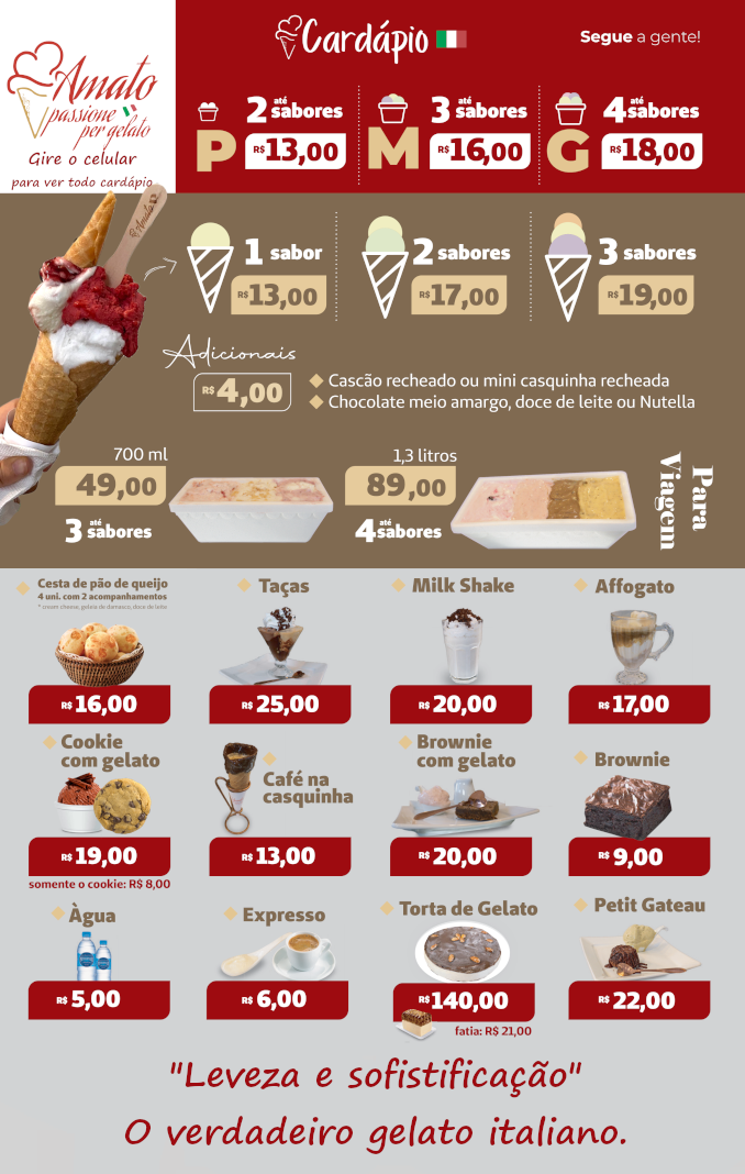 produtos amato gelateria